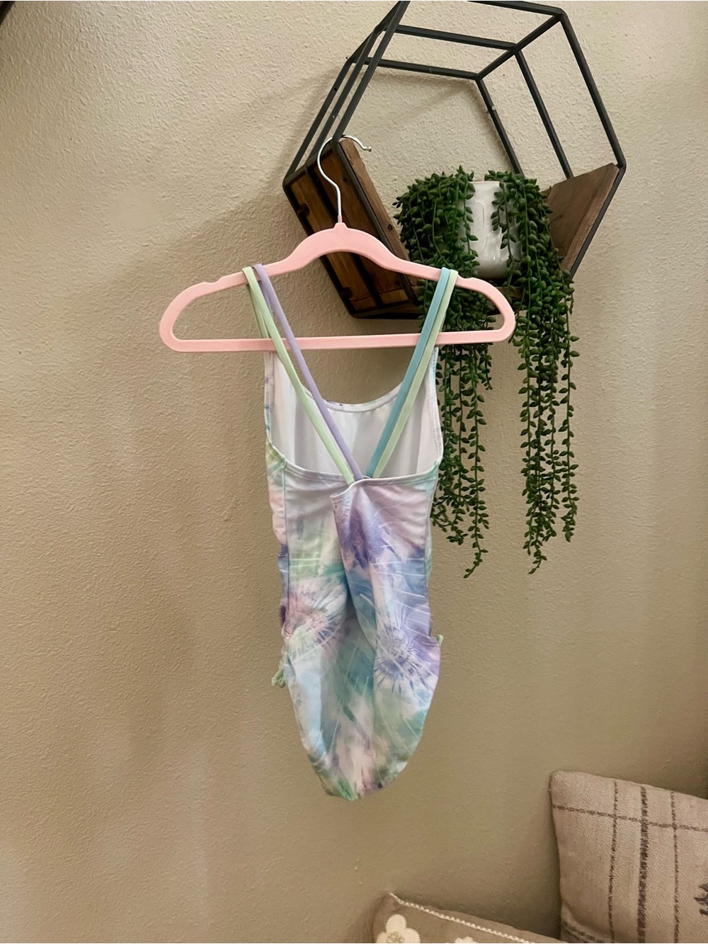 Disney Kids One Piece Swimsuit Pastel Tie-Dye with Green Baby Yoda - Picture 5 of 13